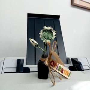 Origami Dollar Bill  Sunflower .